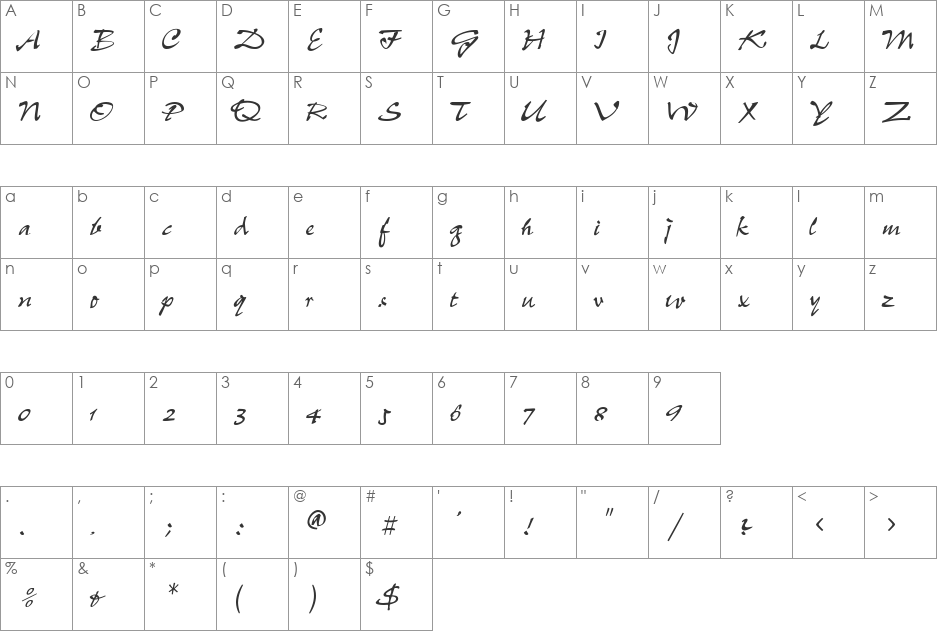 HP-Pepper font character map preview