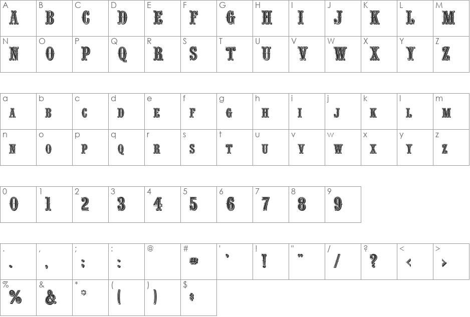 HP-Silver font character map preview