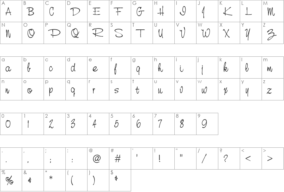 HP-Thanh Lam font character map preview