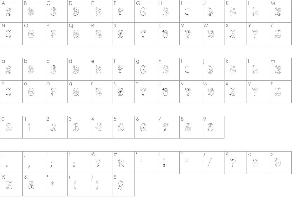 HP-Tik Tik Tak font character map preview