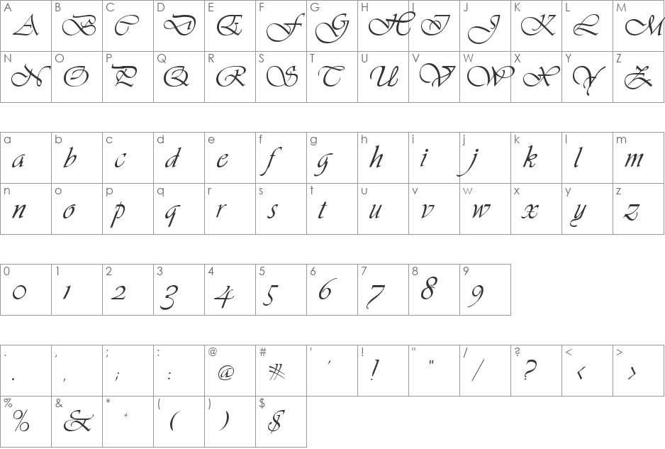 HP-Vivi-New font character map preview