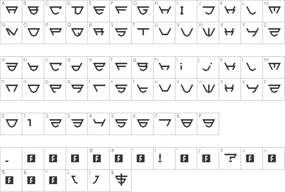 HTML5 Shield font character map preview