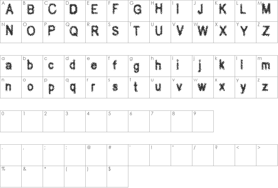 Hubbly font character map preview