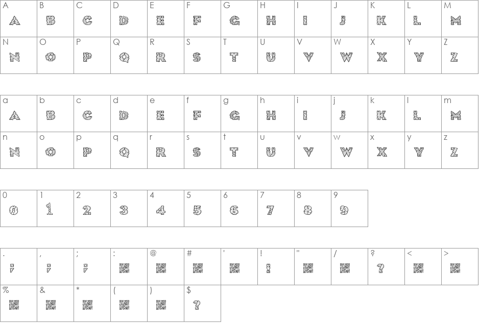 HugeCrunch font character map preview