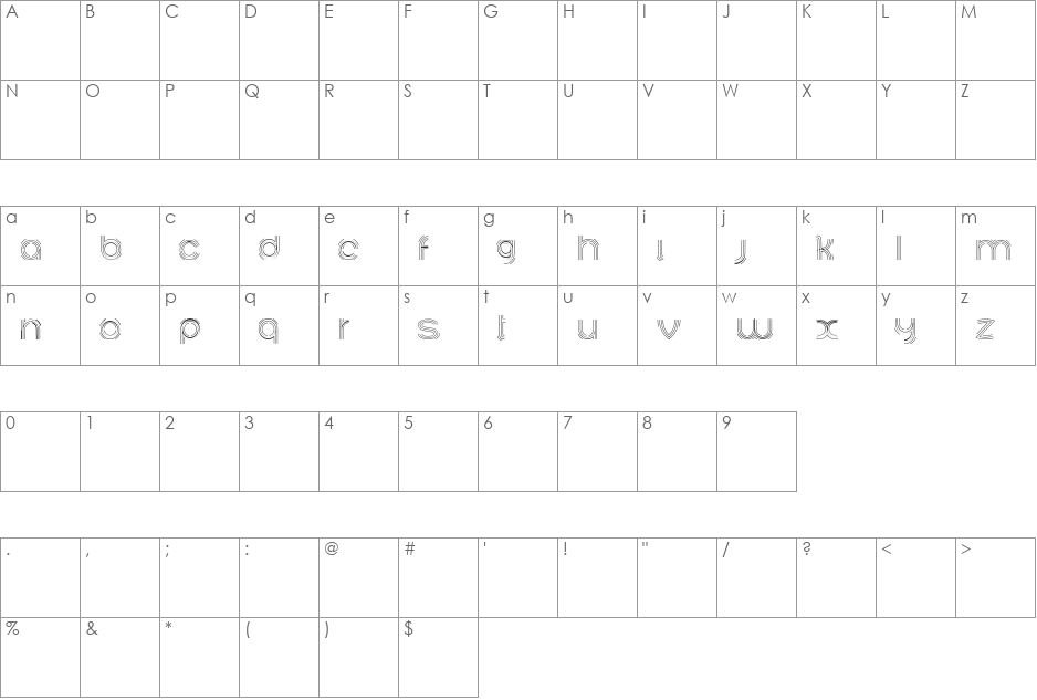 Ariadne font character map preview