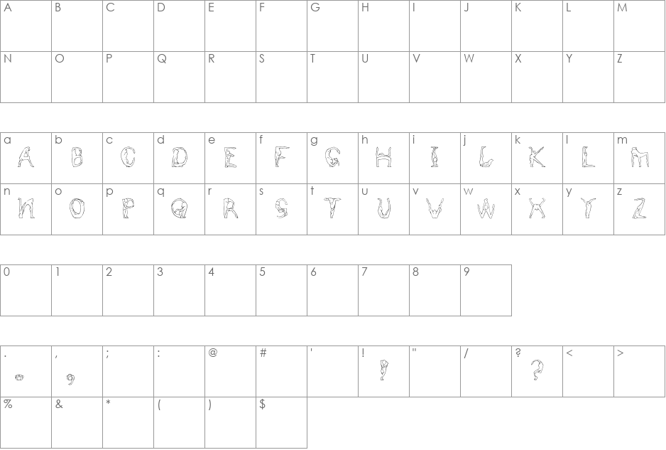HumanCapital font character map preview