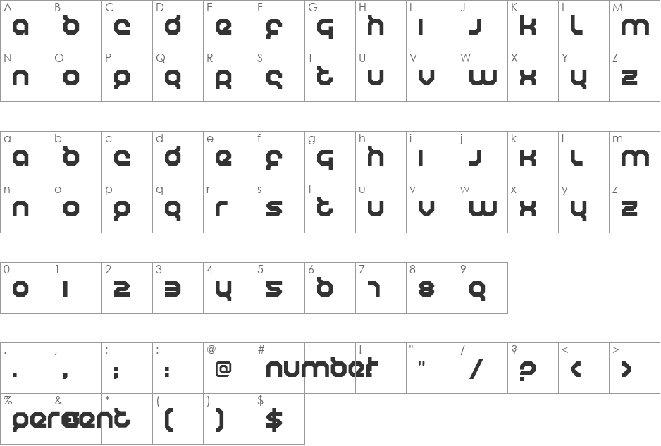 Humanoid font character map preview