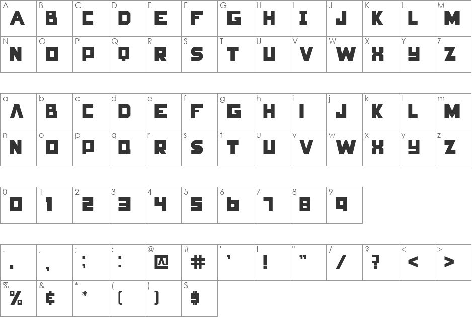 Hunger Games font character map preview