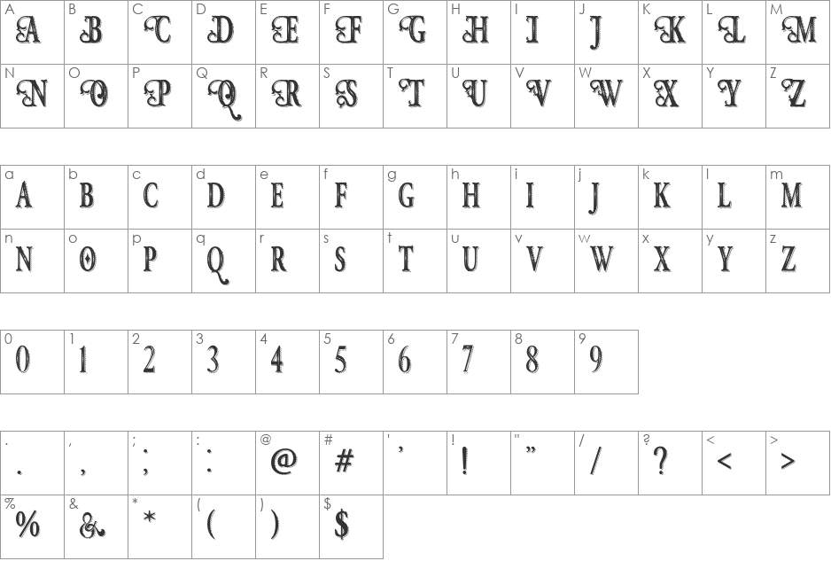 Hunter Heart Font font character map preview
