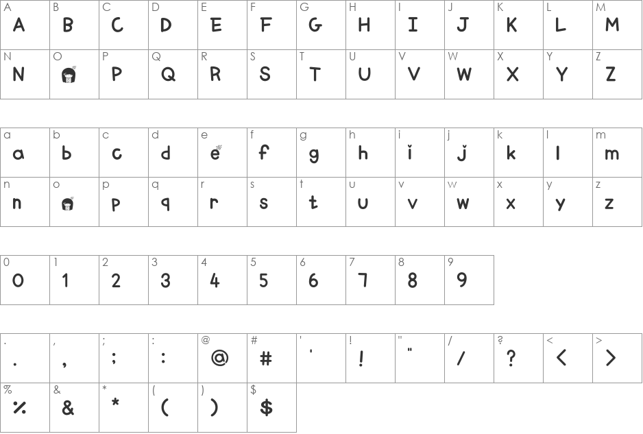 HURabbit142 font character map preview