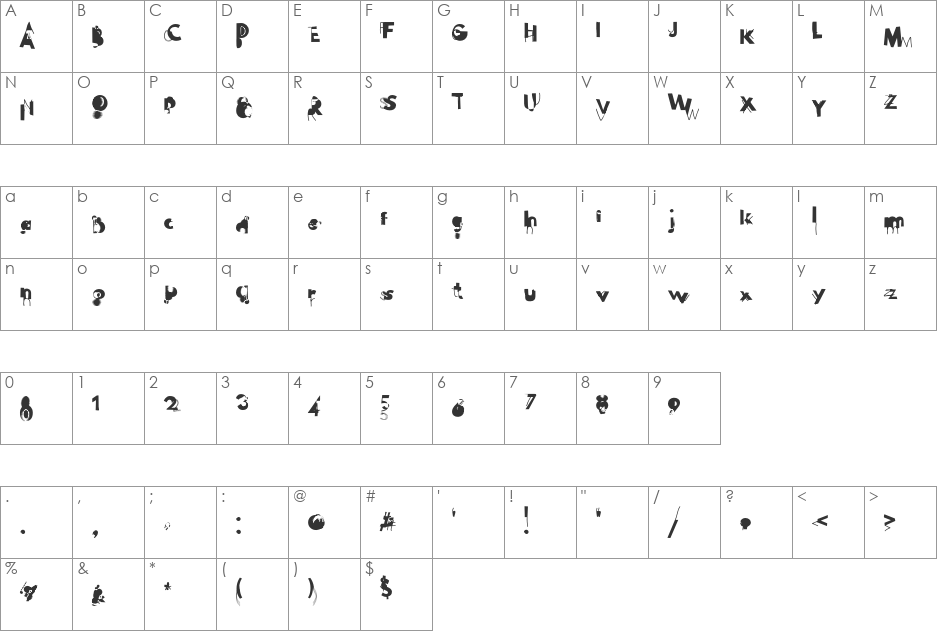 Hussar Wojna font character map preview
