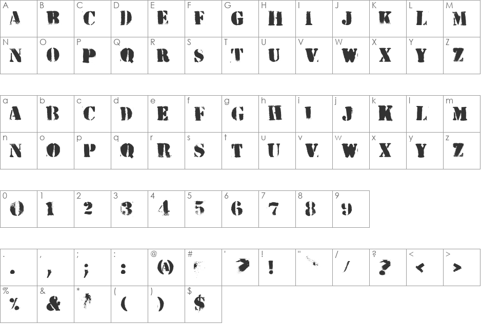 HVD Peace font character map preview
