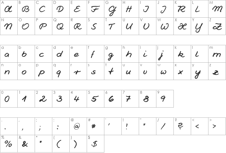 HW Jesco1 DB font character map preview