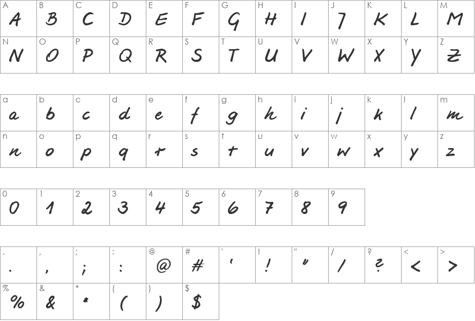HW Jesco3 DB font character map preview