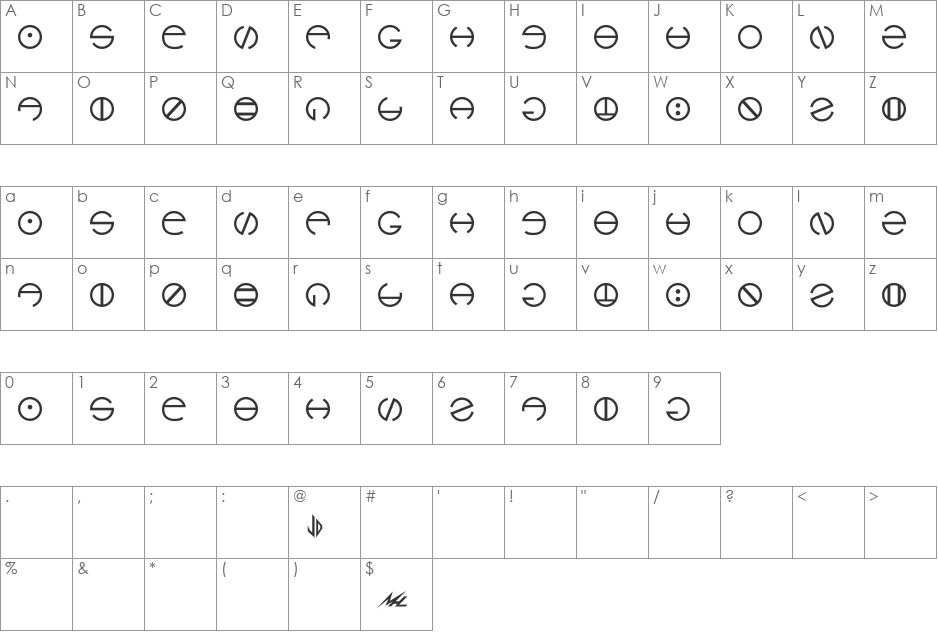 Hyach font character map preview