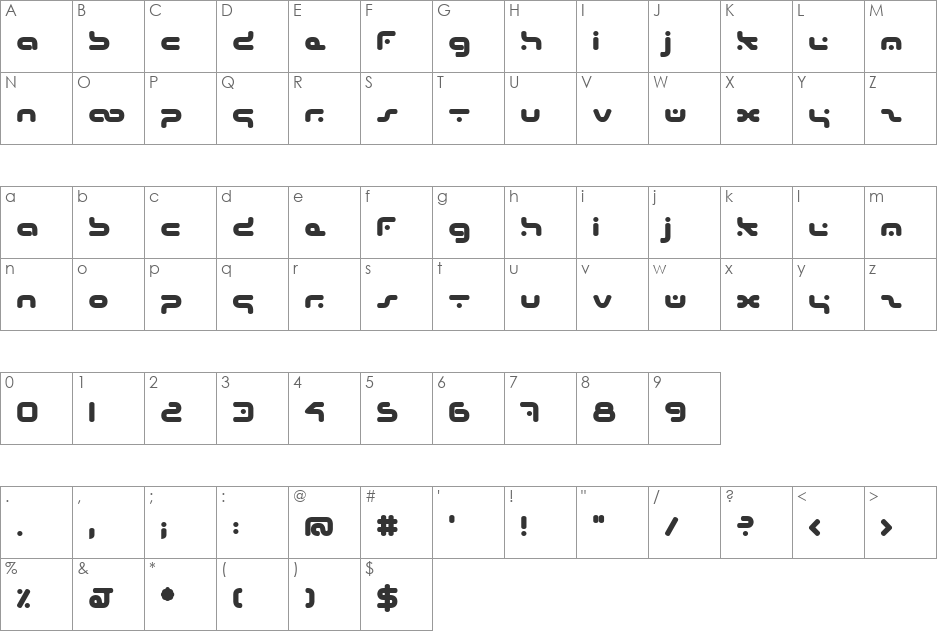 Hybrid font character map preview