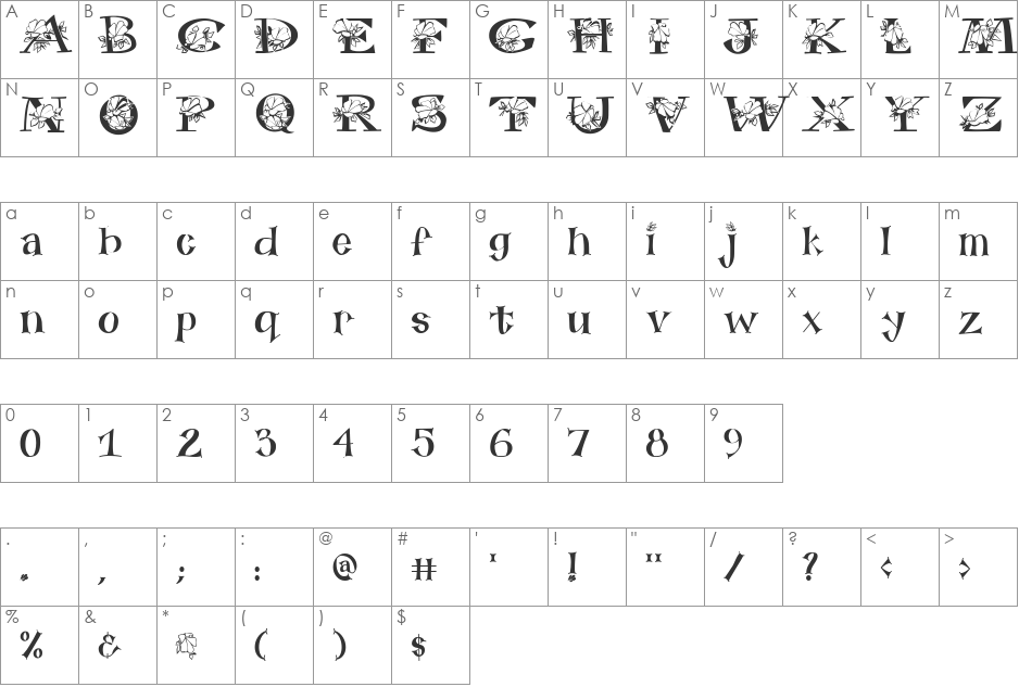 Hybrid Hibiscus font character map preview