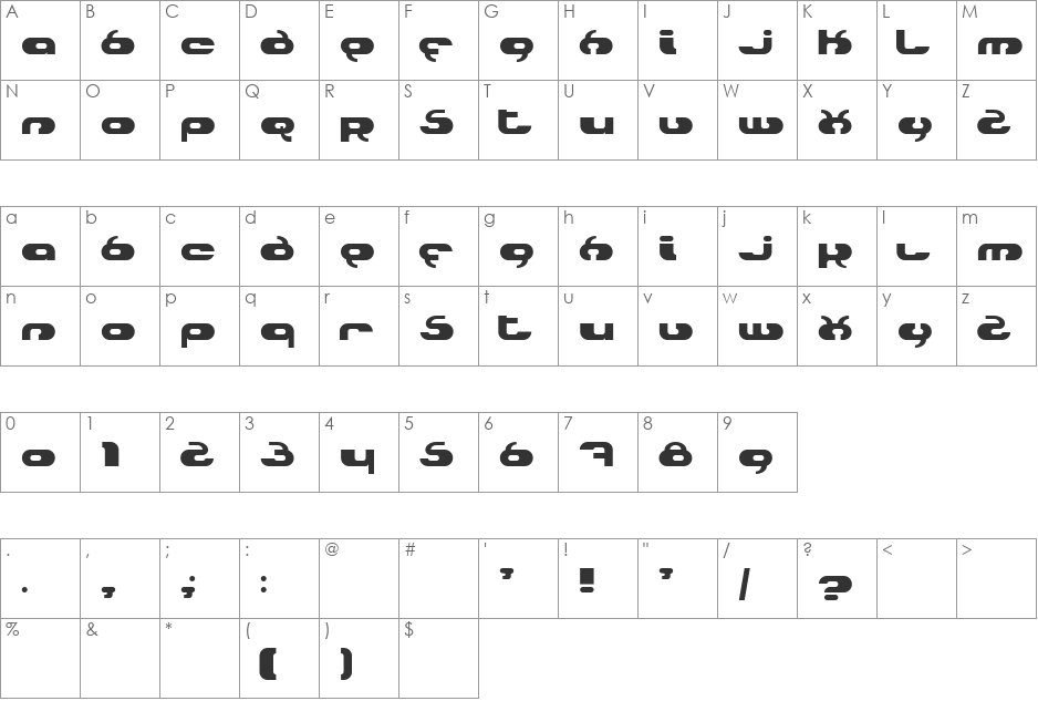 Hydro font character map preview