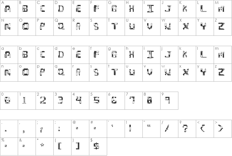 Hydrogen font character map preview