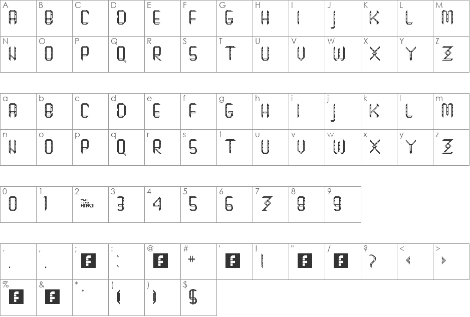 HydrolyhK  V. 1.5 font character map preview