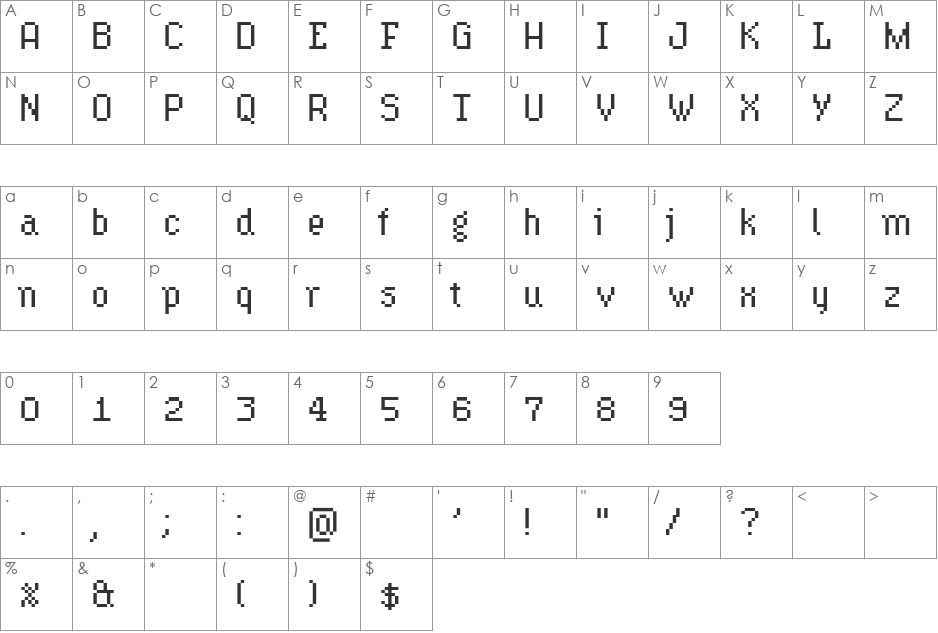 Hydrophilia font character map preview