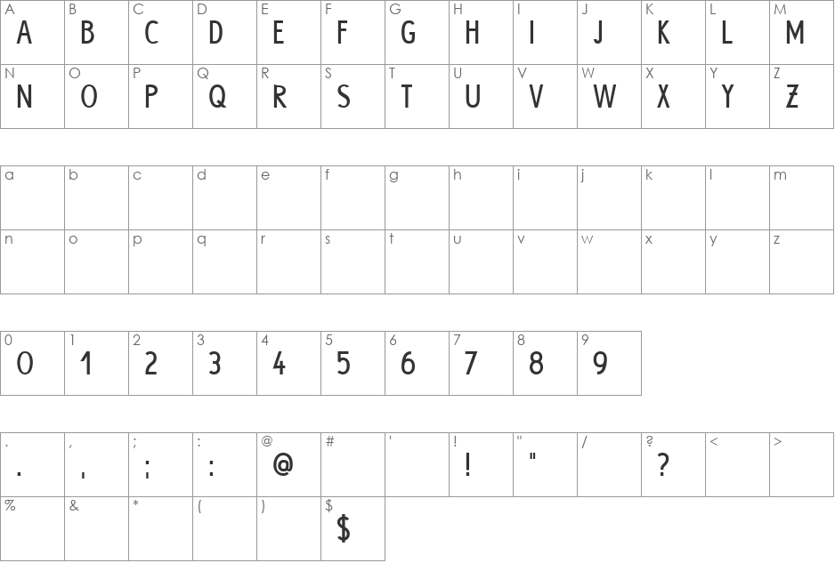 HYPE font character map preview