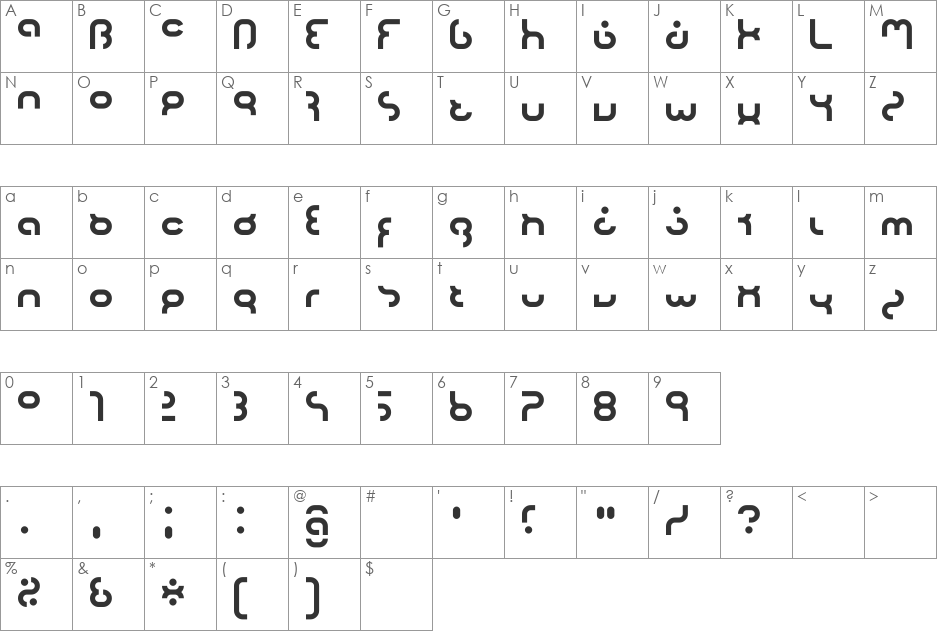 hyper 2000 font character map preview