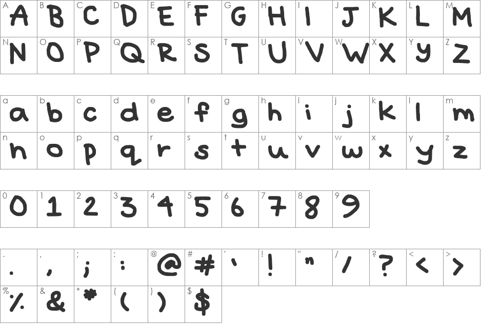 Hyperbole font character map preview