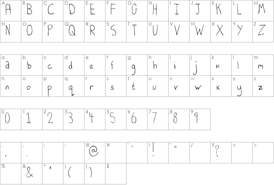 Hyperbole font character map preview