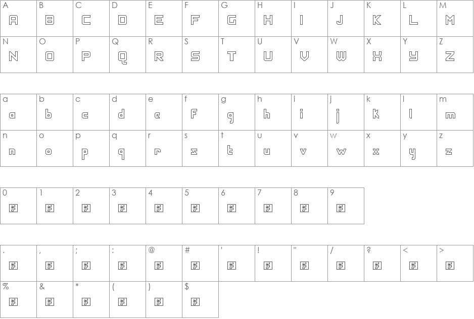 Hyperdigital font character map preview