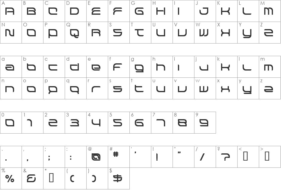 Hyperion font character map preview