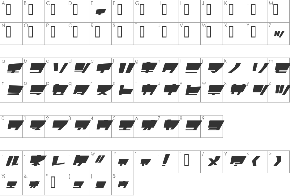 HyperLalabellJI font character map preview