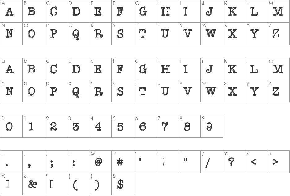 HypersoberClean font character map preview