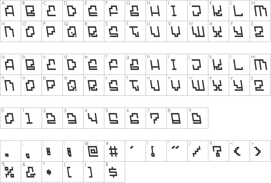 Hypersonic font character map preview