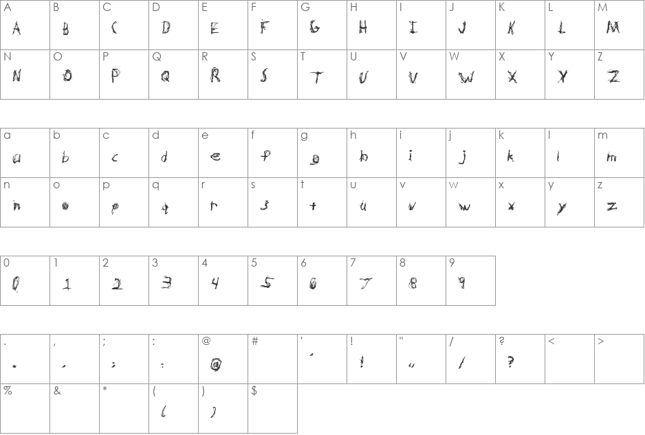Hypertension font character map preview