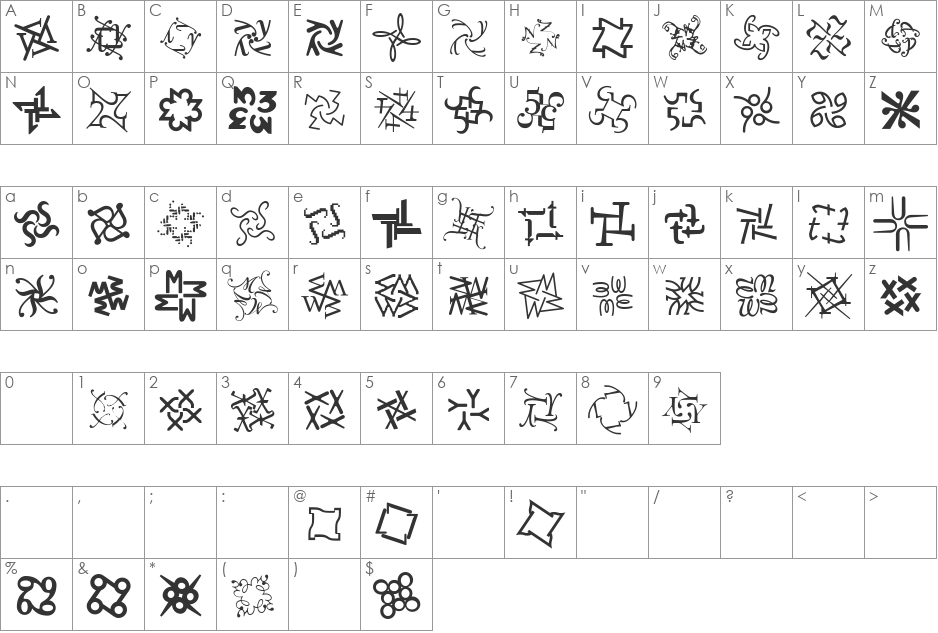 HypnopaediaTwo font character map preview