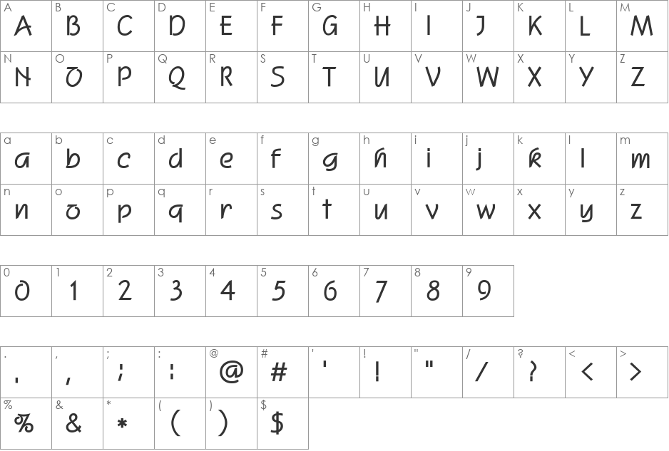 HYPost-Medium font character map preview