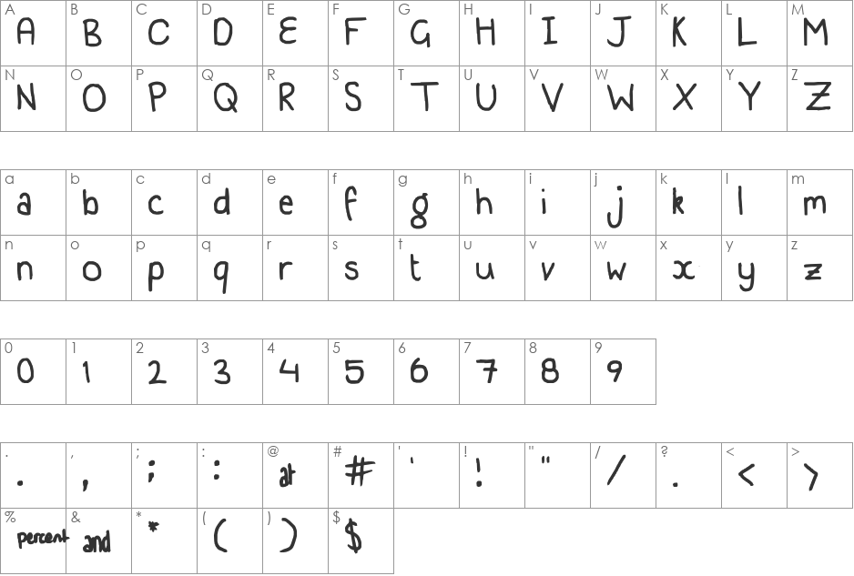 i like you, stay in my life. font character map preview
