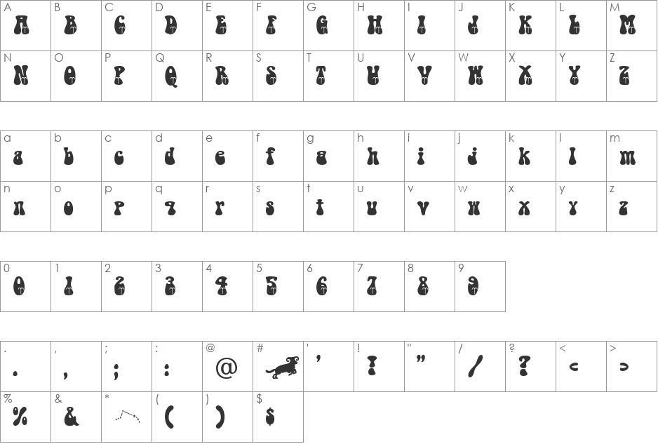 Aries Becker font character map preview