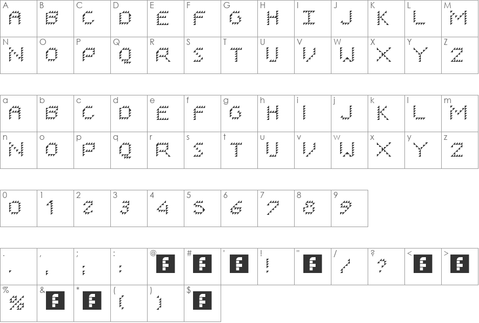I ROBOT font character map preview