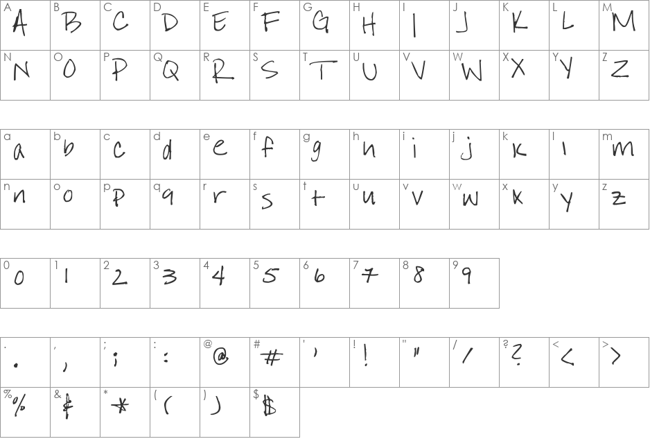 I Still Believe font character map preview