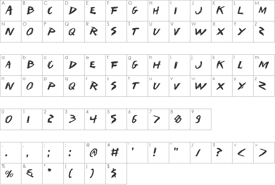 I Want My TTR! font character map preview