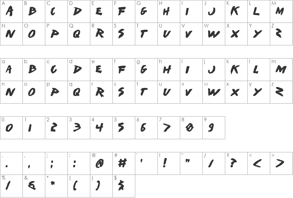 I Want My TTR! (Bold) font character map preview