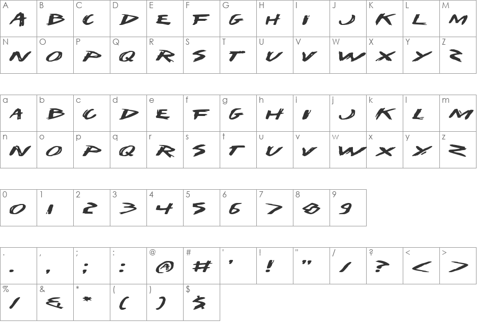 I Want My TTR! (Expanded) font character map preview