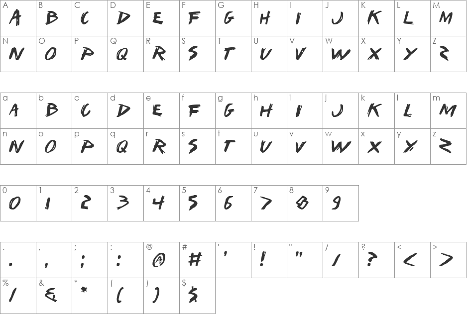 I Want My TTR! (Shadow) font character map preview