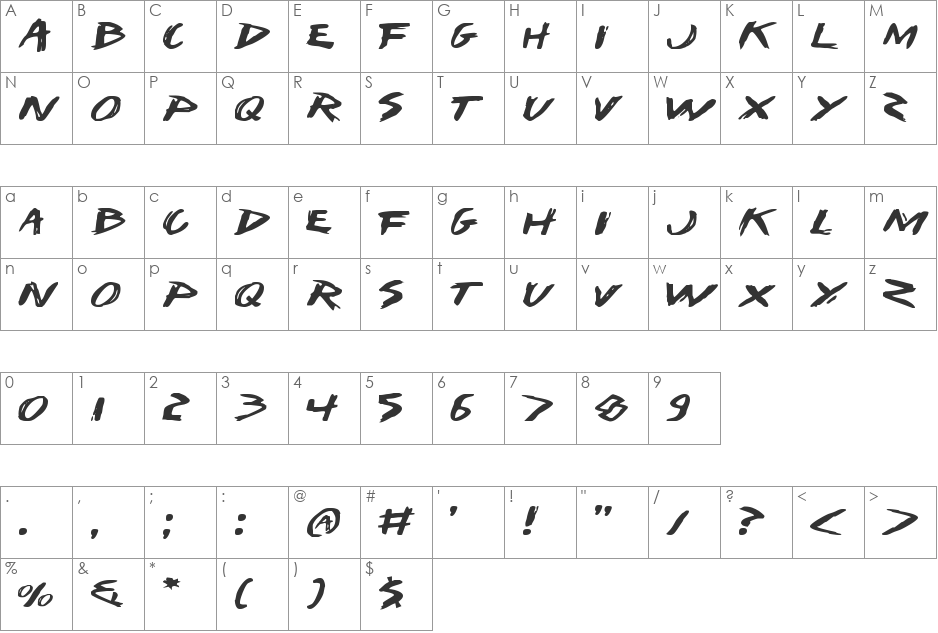 I Want My TTR! Expanded font character map preview