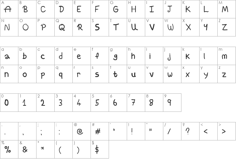 I Want You font character map preview