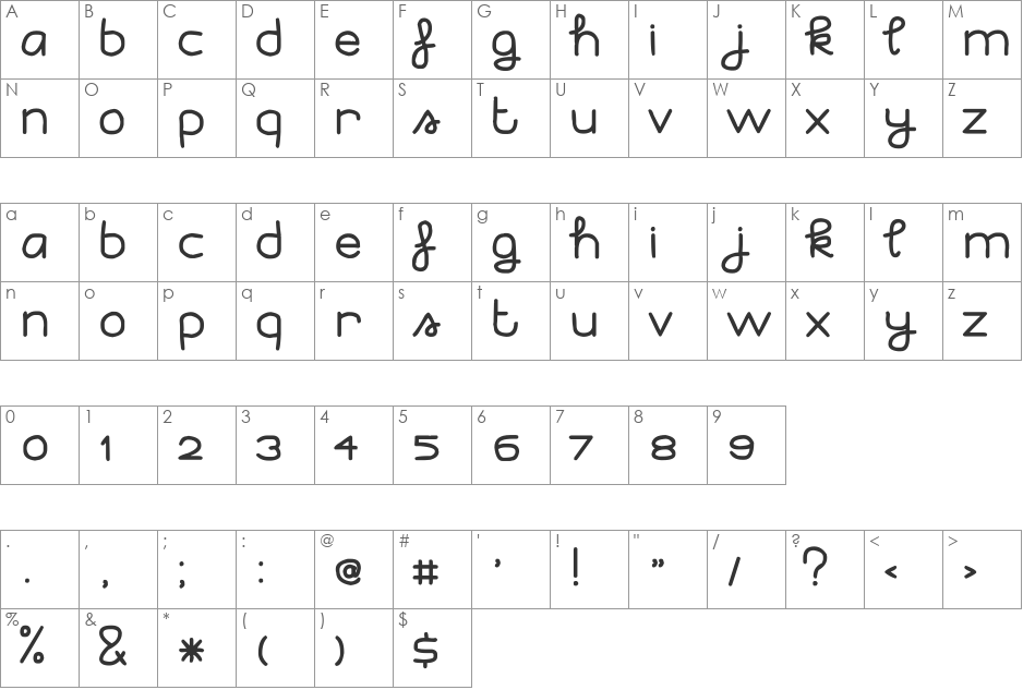 i&esnailmail font character map preview