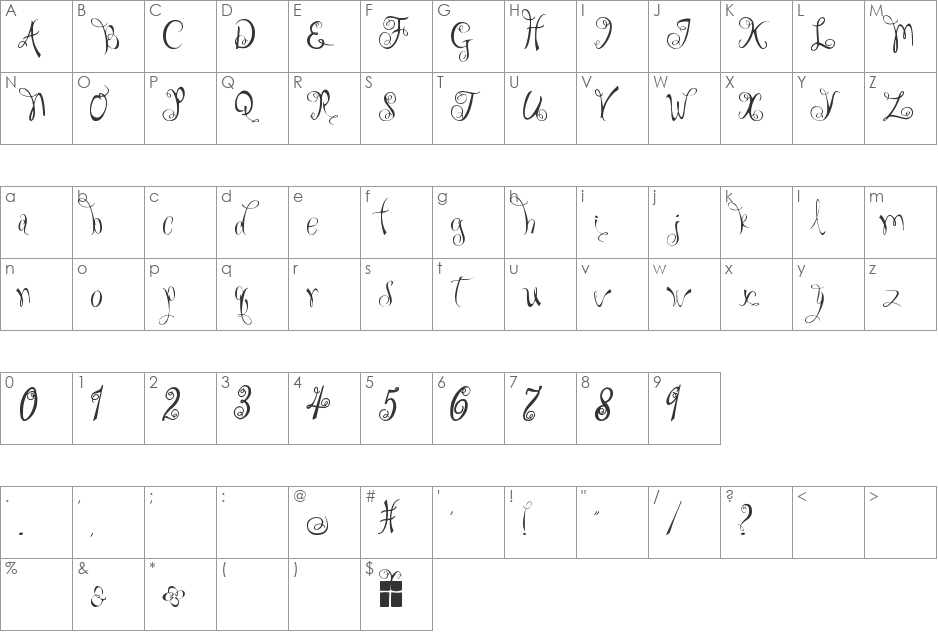I'm Bored font character map preview