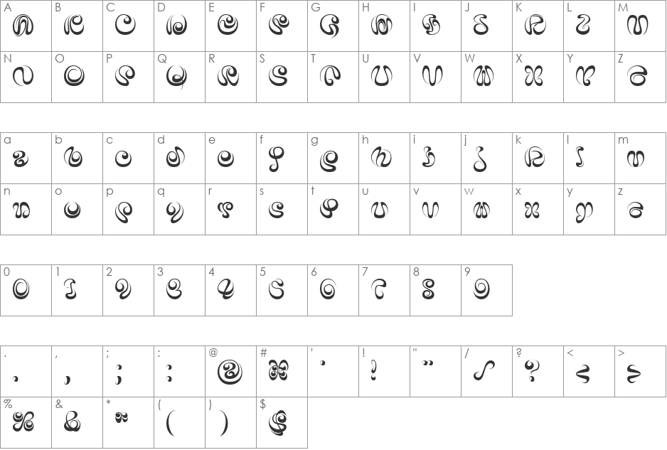 iAi font character map preview